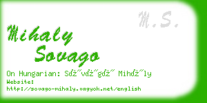 mihaly sovago business card